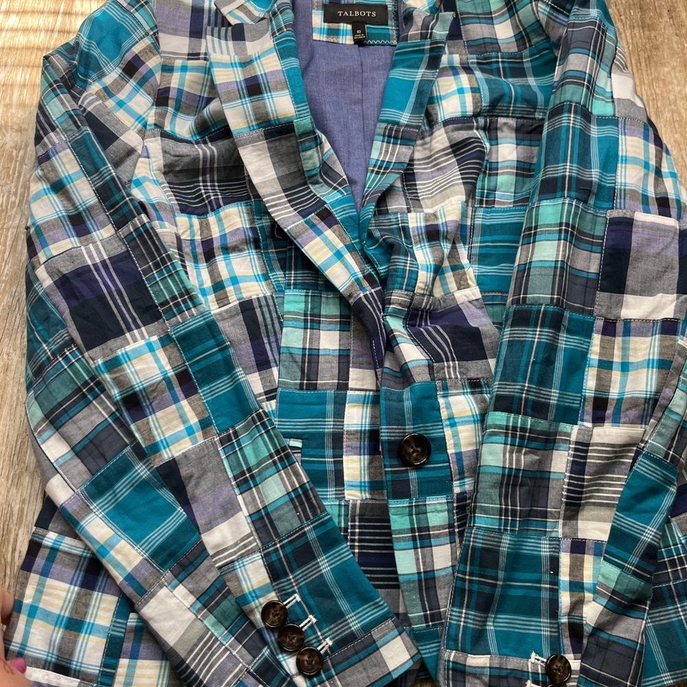 Blue patchwork blazer